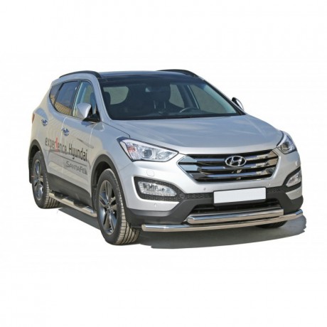 Защита переднего бампера «Труба двойная» (d63,5) для Hyundai Santa Fe (2012-2016)(Окрашенное) купить недорого с доставкой в Якутск