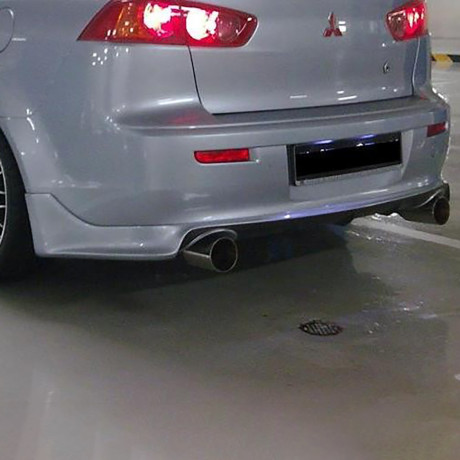 Накладка (юбка) заднего бампера "Zodiak" var №2 (двойной выхлоп) для Mitsubishi Lancer X (2007-2016) купить недорого с доставкой в Якутск