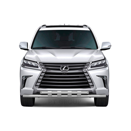 Защита переднего бампера двойная с пластинами d63/63мм (НПС) LEXUS 450D (2015-н.в.) купить недорого с доставкой в Якутск