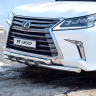 Защита переднего бампера двойная с пластинами d63/63мм (НПС) LEXUS 450D (2015-н.в.) купить недорого с доставкой в Якутск